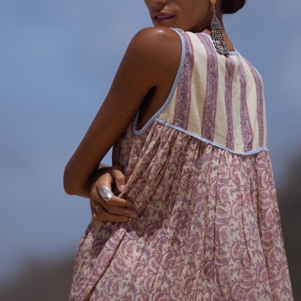 NWT Daughters of India Aahana Maxi Dress in Blue Bell Floral Size XL - Picture 9 of 16